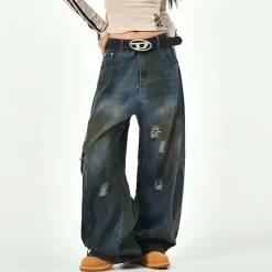 Jeans*Boogzel Clothing 90s Distressed Baggy Jeans Blue