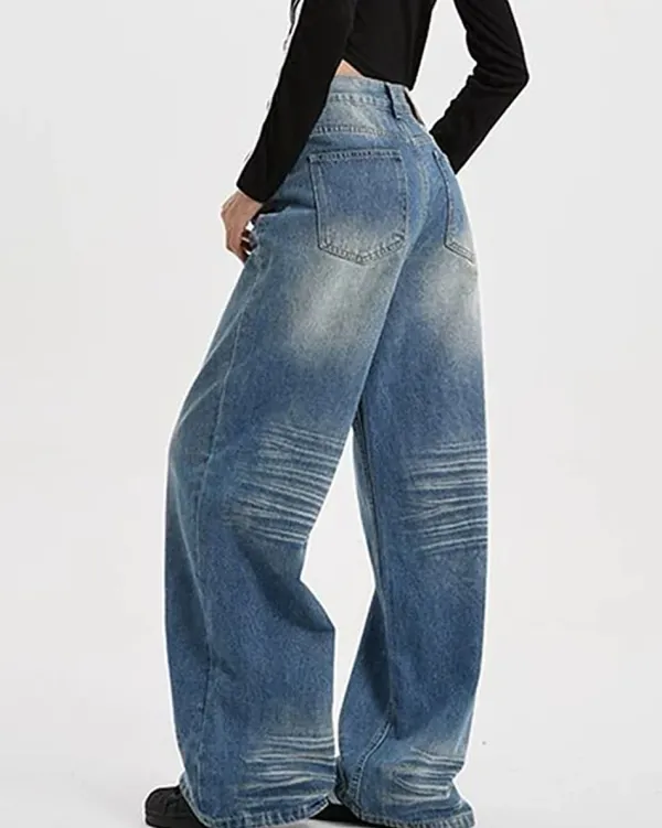 Jeans*Boogzel Clothing 90s Faded Wash Baggy Jeans Blue