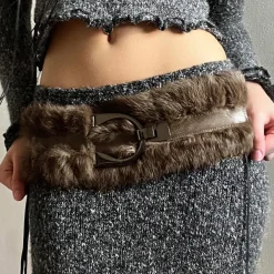 Belts & Chains*Boogzel Clothing 2000s Faux Fur Leather Belt