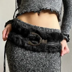 Belts & Chains*Boogzel Clothing 2000s Faux Fur Leather Belt