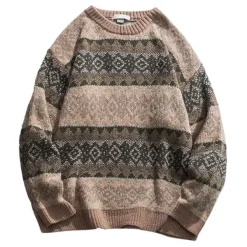 Mens|Sweaters*Boogzel Clothing 80's Grandma Pattern Sweater Grey/brown