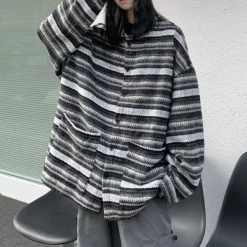 Striped Sweaters|Knit Cardigans*Boogzel Clothing 80's Grandma Striped Cardigan Sweater Black