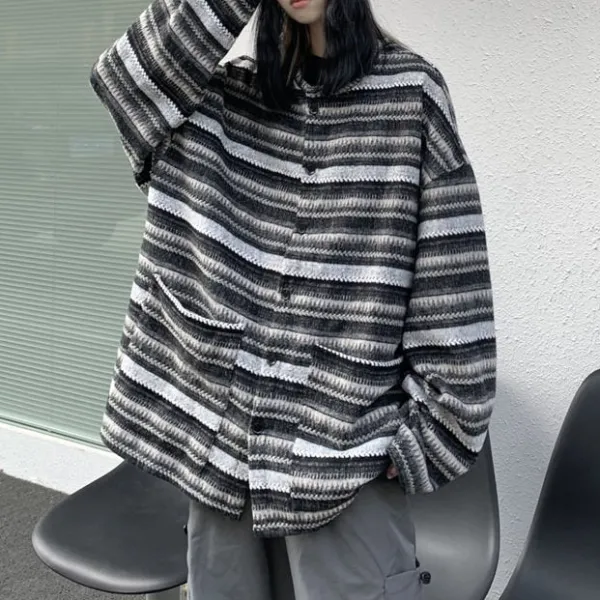 Striped Sweaters|Knit Cardigans*Boogzel Clothing 80's Grandma Striped Cardigan Sweater Black