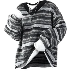 Striped Sweaters|Sweaters*Boogzel Clothing 80's Grandma V-Neck Sweater