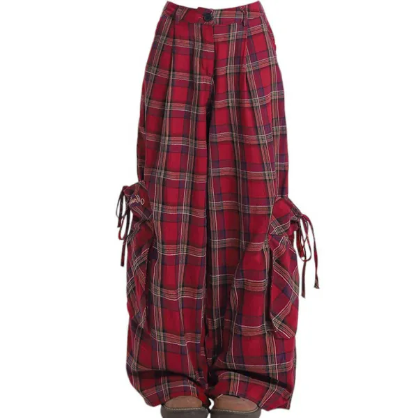 Pants & Trousers*Boogzel Clothing 90's Grunge Plaid Cargo Pants Red
