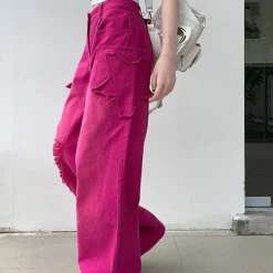 Jeans*Boogzel Clothing 00s Kids Star Ripped Baggy Jeans Pink