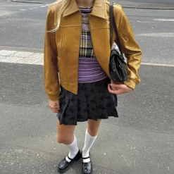 Coats & Jackets*Boogzel Clothing 90s Mustard Leather Jacket Yellow