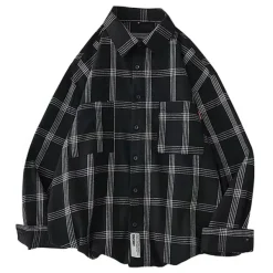 Mens|Long Sleeve Tops*Boogzel Clothing 90s Style Plaid Oversized Shirt