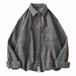 Mens|Long Sleeve Tops*Boogzel Clothing 90s Style Plaid Oversized Shirt