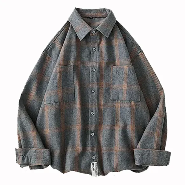 Mens|Long Sleeve Tops*Boogzel Clothing 90s Style Plaid Oversized Shirt