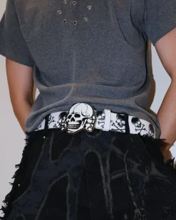 Belts & Chains*Boogzel Clothing 2000s Style Skull Belt Silver/pink