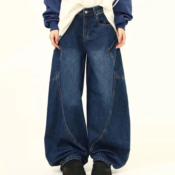 Jeans*Boogzel Clothing 90s Style Wide Leg Jeans Blue