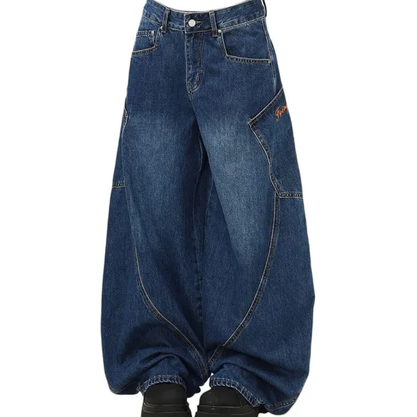 Jeans*Boogzel Clothing 90s Style Wide Leg Jeans Blue