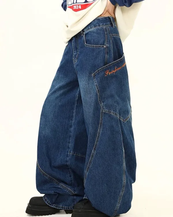 Jeans*Boogzel Clothing 90s Style Wide Leg Jeans Blue