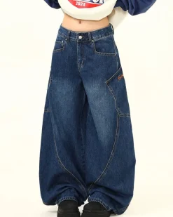 Jeans*Boogzel Clothing 90s Style Wide Leg Jeans Blue