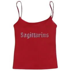 Y2K Tops*Boogzel Clothing Sagittarius Zodiac Sign Y2K Rhinestone Top Red