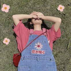 Dresses & Rompers|Shorts*Boogzel Clothing Sakura Embroidery Dungaree Shorts Blue