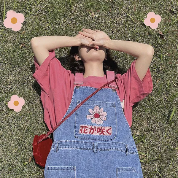 Dresses & Rompers|Shorts*Boogzel Clothing Sakura Embroidery Dungaree Shorts Blue