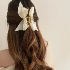 Hair Accessories*Boogzel Clothing Satin Bow Hair Claw Beige