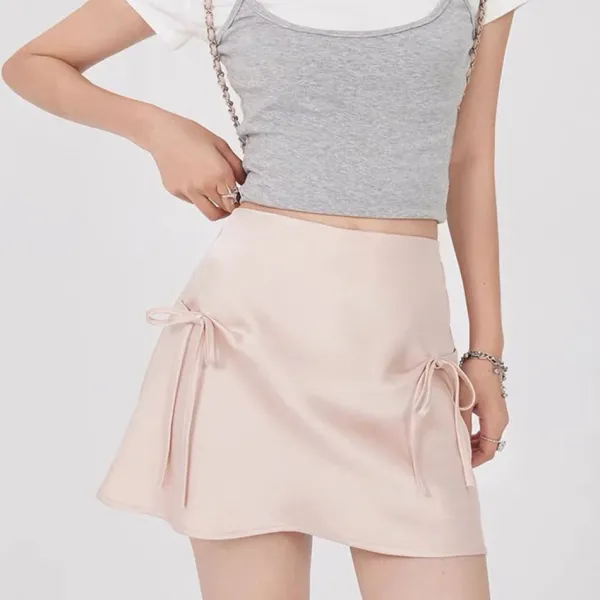 Skirts*Boogzel Clothing Satin Mini Skirt with Bows