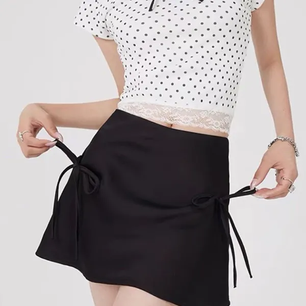 Skirts*Boogzel Clothing Satin Mini Skirt with Bows