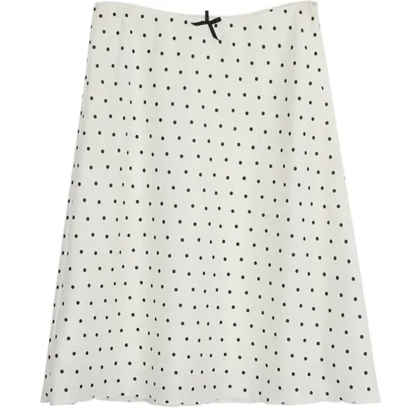 Skirts*Boogzel Clothing Satin Polka Dot Midi Skirt White