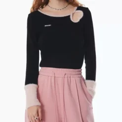 Sweaters|Long Sleeve Tops*Boogzel Clothing Secret Crush Heart Cutout Top Black/pink