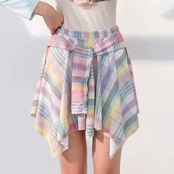 Skirts*Boogzel Clothing Secret Crush Pastel Plaid Skirt Multi