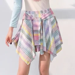 Skirts*Boogzel Clothing Secret Crush Pastel Plaid Skirt Multi