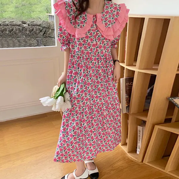 Dresses & Rompers*Boogzel Clothing Secret Garden Collar Floral Dress Pink