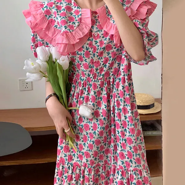 Dresses & Rompers*Boogzel Clothing Secret Garden Collar Floral Dress Pink