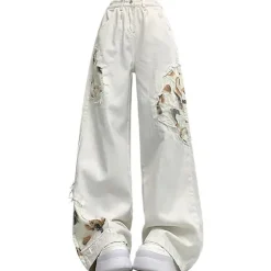 Jeans*Boogzel Clothing Self Made Lace Detail Baggy Jeans White