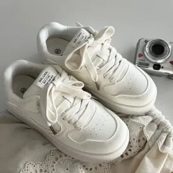 Aesthetic Sneakers*Boogzel Clothing Self Made Skater Sneakers in White