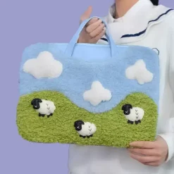 Bags & Purses*Boogzel Clothing Sheep Embroidery Aesthetic Handbag Blue/green