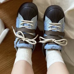 Aesthetic Sneakers*Boogzel Clothing Sherpa Buckle Straps Sneakers