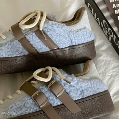 Aesthetic Sneakers*Boogzel Clothing Sherpa Buckle Straps Sneakers