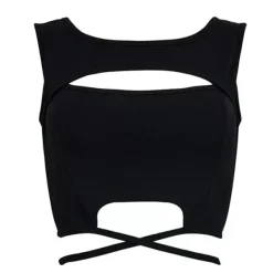 Crop Tops*Boogzel Clothing She's a Danger Cutout Crop Top Black