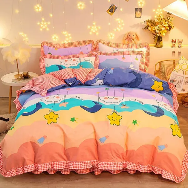 Aesthetic Bedroom*Boogzel Clothing Shooting Star Bedding Set Rainbow