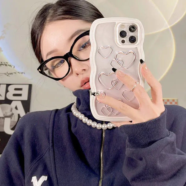 Iphone Cases*Boogzel Clothing Silver Hearts iPhone Case White