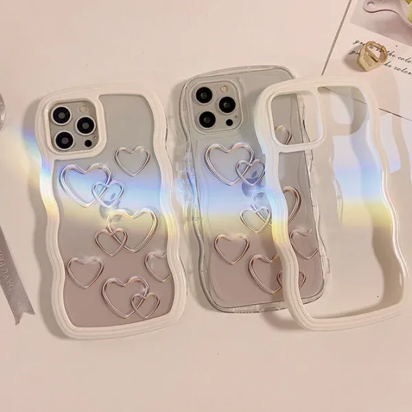 Iphone Cases*Boogzel Clothing Silver Hearts iPhone Case White