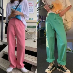 Jeans*Boogzel Clothing Skater Girl Aesthetic Wide Neon Jeans