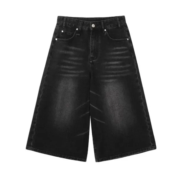 Mens|Shorts*Boogzel Clothing Skater Girl Denim Baggy Shorts Black