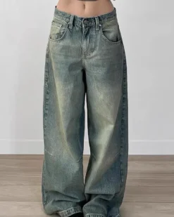 Jeans*Boogzel Clothing Skater Girl Washed Wide-Leg Jeans Blue