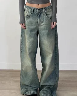 Jeans*Boogzel Clothing Skater Girl Washed Wide-Leg Jeans Blue