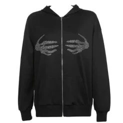 Hoodies*Boogzel Clothing Skeleton Hands Rhinestone Hoodie