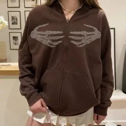 Hoodies*Boogzel Clothing Skeleton Hands Rhinestone Hoodie