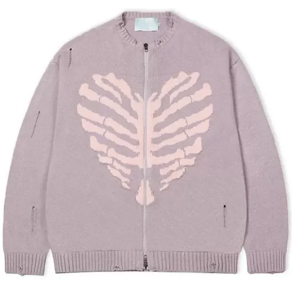 Knit Cardigans|Sweaters*Boogzel Clothing Skeleton Print Zip Up Sweater