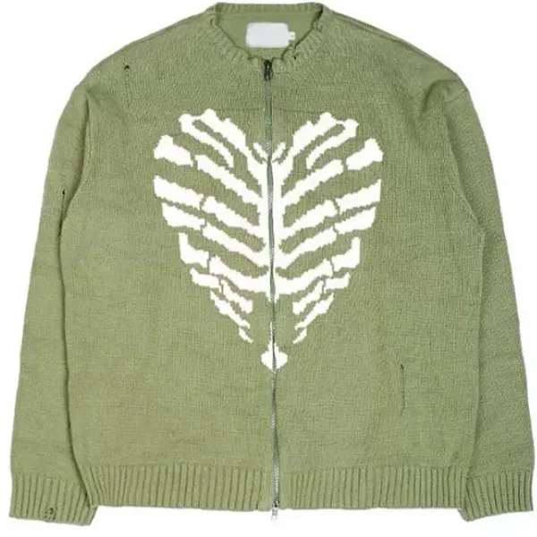 Knit Cardigans|Sweaters*Boogzel Clothing Skeleton Print Zip Up Sweater