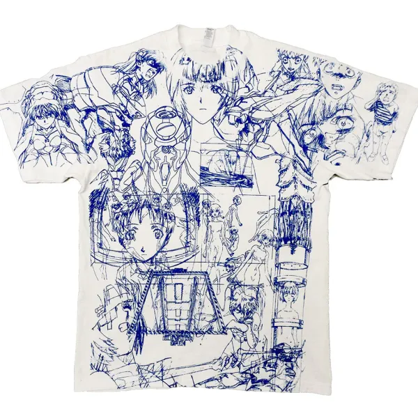 Aesthetic T-Shirts & Graphic Tees*Boogzel Clothing Sketch Anime Print T-Shirt White