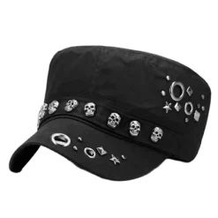 Hats*Boogzel Clothing Skull Rivet Cap Black